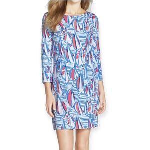 Lilly Pulitzer Marlowe Boatneck Printed Dress Pima Cotton Size XS